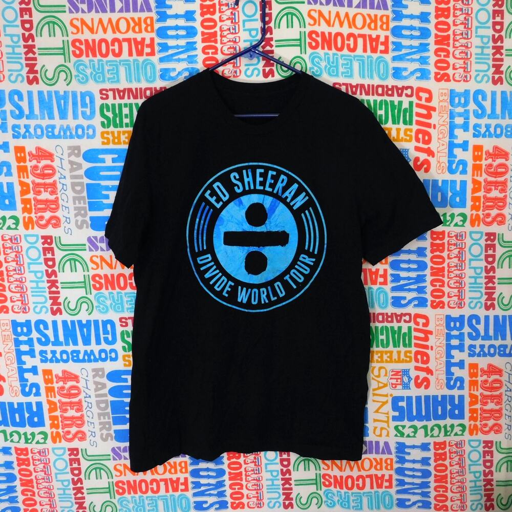 Ed Sheeran Divide World Tour T Shirt Size L Double Sided Dates